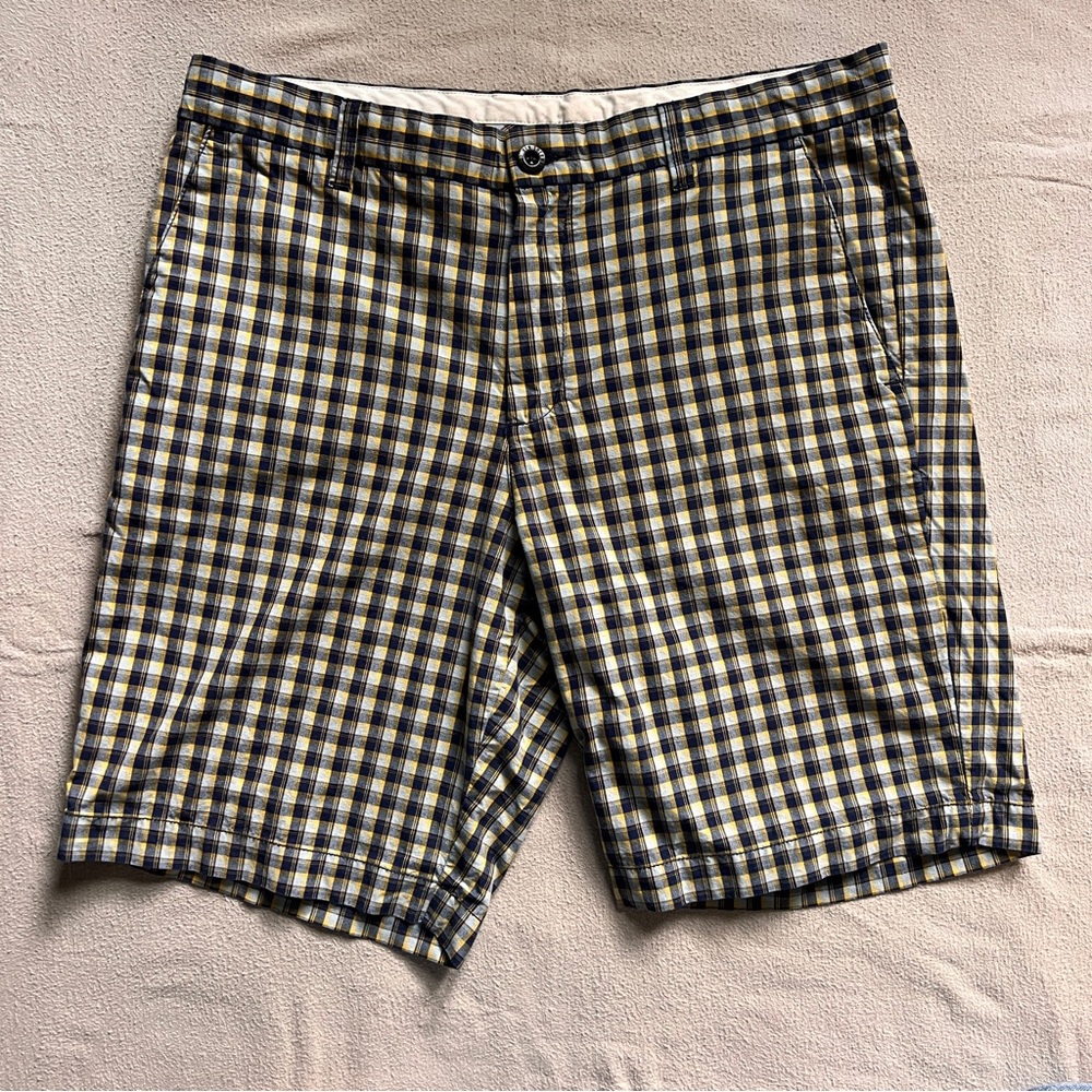 Ben Sherman Men's Plaid Shorts - Navy and Yellow